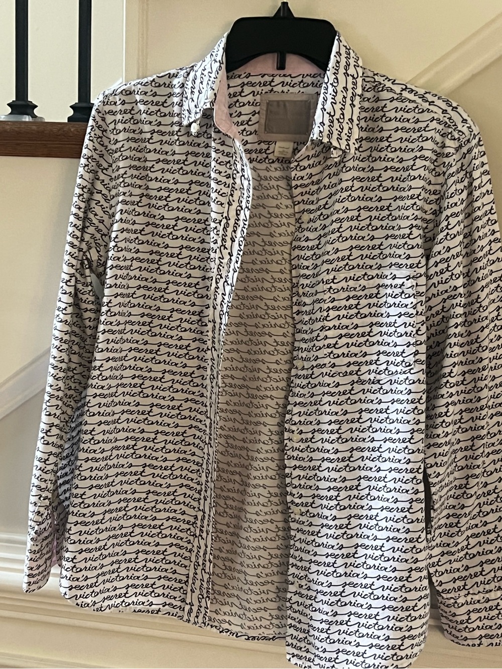 Vintage Victoria's Secret White Script Logo Sleep Shirt
